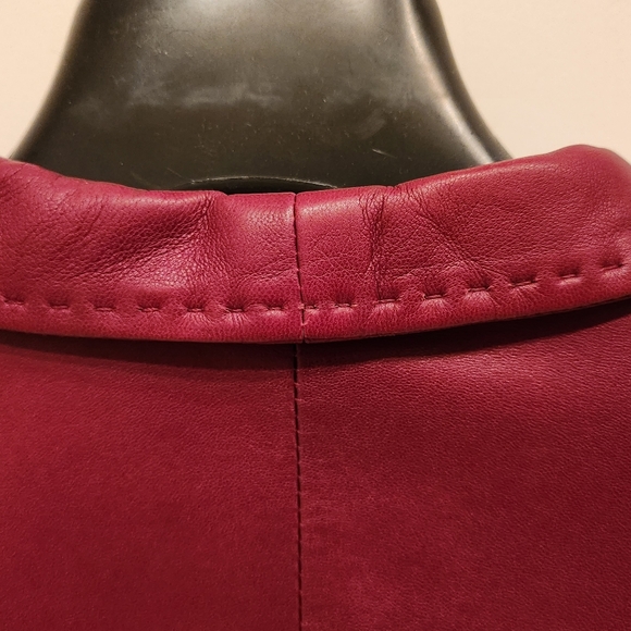 Max Mara Leather Jacket Red, Size 4 - Picture 7 of 12